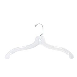 NAHANCO 505MGHU Plastic Dress Hanger, Chrome Swivel Hook, Rubber Gripper, Middle Heavy Weight, 17", Clear (Pack of 50)