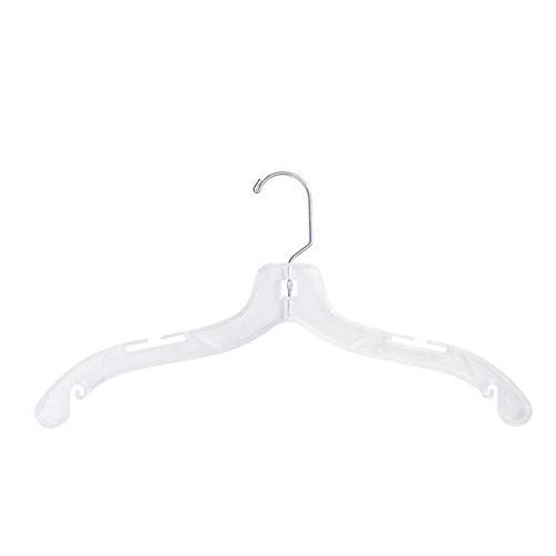 NAHANCO 505MGHU Plastic Dress Hanger, Chrome Swivel Hook, Rubber Gripper, Middle Heavy Weight, 17", Clear (Pack of 50)