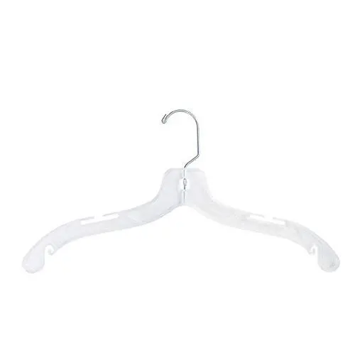 NAHANCO 505MGHU Plastic Dress Hanger, Chrome Swivel Hook, Rubber Gripper, Middle Heavy Weight, 17", Clear (Pack of 50) NAHANCO 505MGHU Plastic Dress Hanger, Chrome Swivel Hook, Rubber Gripper, Middle Heavy Weight, 17", Clear (Pack of 50)