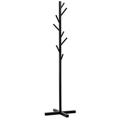 GWFVA Coat Stand Floor Standing Hat and Coat Coat Rack Clothes Hat Tree Stand Hanger Solid Wood Bedroom Creative Home Single Pole (Color : Black)