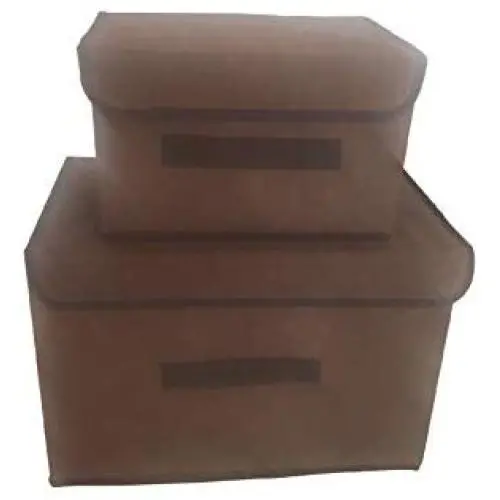 zyp520 Storage Bins, Easy Foldable Cubes Boxes with Closet Organizer Pack, a Set of Two with Built-in Cotton Fabric Closet Drawer Removable Dividers, Collapsible Fabric Basket Bins (Coffee/Brown)