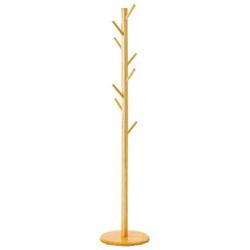 GTT-coat racks Wooden Tree Coat Rack, 8 Hooks - Super Easy Assembly NO Tools Required - Standing Coat Stand,Hallway Coat Hanger Hat Stand, for Handbag, Clothes & Accessories (Color : Wood Color)