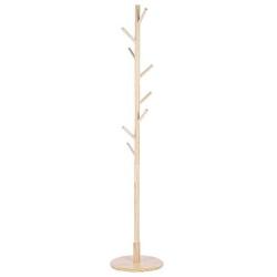 Jeffergrill Assembled Wooden Coat Hat Stand Tree Jacket Cloth Vertical Hanger Rack 8 Hooks(Brown)