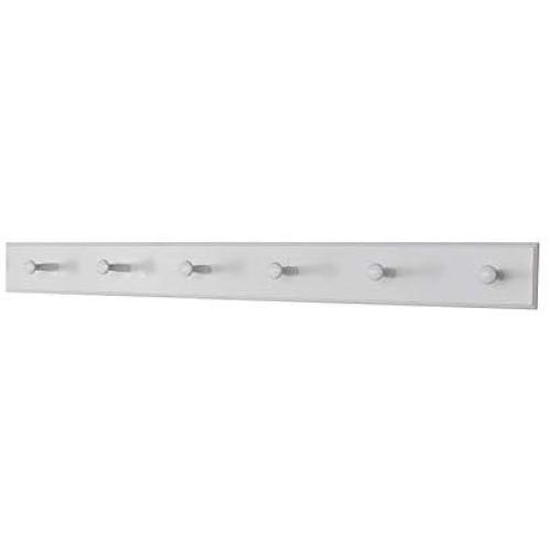 White Shaker Peg Rack - Solid Maple Peg Hook Rack - Wooden Wall Peg Coat Rack - Made in The USA (35" x 3.5" with 6 pegs)