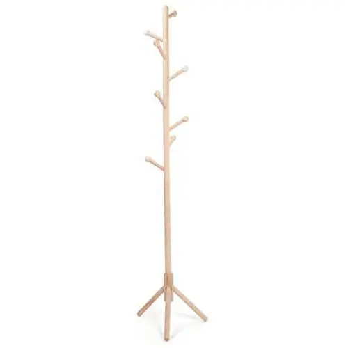 23H Wooden Coat Rack, 8 Hooks- Easy Assembly Stable Coat Tree with Triangular Bracket Base Adjustable Height Hat Hanger Holder Bedroom Living Room for Clothes,Purse,Scarves,Handbags,Umbrella 23H Wooden Coat Rack, 8 Hooks- Easy Assembly Stable Coat Tree with Triangular Bracket Base Adjustable Height Hat Hanger Holder Bedroom Living Room for Clothes,Purse,Scarves,Handbags,Umbrella