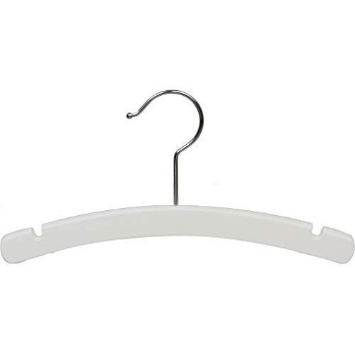 The Great American Hanger Company White Rounded Wooden Baby Hanger, Boxes of 50 10 Inch Wood Top Hangers w/Chrome Swivel Hook for Infant Clothes or Onesie