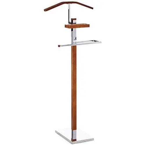 Alek...Shop Executive Suit Stand Valet Rack Hanger Clothes Organizer Men Coat Butler Style Chrome/Tabacco Modern Wood & Metal Alek...Shop Executive Suit Stand Valet Rack Hanger Clothes Organizer Men Coat Butler Style Chrome/Tabacco Modern Wood & Metal