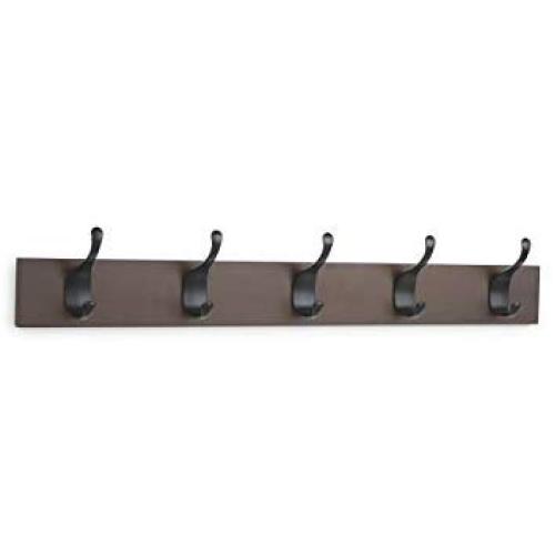 AmazonBasics Wall Mounted Coat Rack, 5 Modern Hooks, Set of 2, Espresso