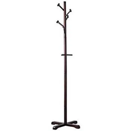 Barture-Coat rack Clothes Stand Hangers Wood Entryway Storage Shelf with Hooks Height 178cm Simple Installation 2 Colors (Color : Black)