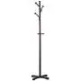 Barture-Coat rack Clothes Stand Hangers Wood Entryway Storage Shelf with Hooks Height 178cm Simple Installation 2 Colors (Color : Black)