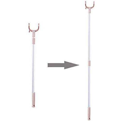 Closet Stick Pole,Closet Hook,Fashion Aluminum Alloy Telescopic Extending Reach Stick Clothes Poles/Rod/Hanger/Fork/Rail/Hooker/Stick for Clothes Rack/Closet/Ceiling/Shelf (Lotus Color)