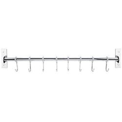 Wall Storage Rack, Stainless Steel Metal S Hooks Kitchen Utensil Hanger Cloths Hanging Rail Storage Rack Hanging Hook Organizer for Bathroom Kitchen (8 Hooks)