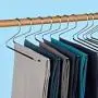 HANGEASE HANGERS - Richard Chrome Black Friction Slacks Hangers - Three Pack Slack Pant Trousers Jean Hangers - Pant Hangers - Open Ended Pants Easy Slide Organizers - Cedar Blocks for Clothes Storage
