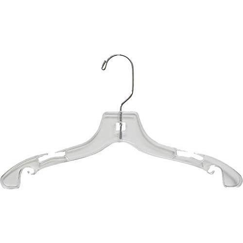 The Great American Hanger Company Clear Junior Top, Small 14 inch Space Saving Teen Notches and 360 Degree Chrome Swivel Hook (Set of 100) Plastic Kids Hanger