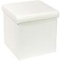 B FSOBEIIALEO Storage Ottoman, Faux Leather Ottomans Cube Footrest Foot Stool Folding Toy Box, White 15.7&quotx15.7&quotx15.7"