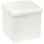 B FSOBEIIALEO Storage Ottoman, Faux Leather Ottomans Cube Footrest Foot Stool Folding Toy Box, White 15.7&quotx15.7&quotx15.7"