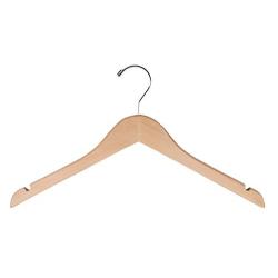 NAHANCO 81-17CH 17" Flat Wood Hanger with Notches, Chrome Hook, Natural (Pack of 100)