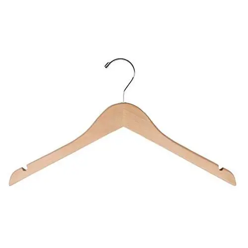 NAHANCO 81-17CH 17" Flat Wood Hanger with Notches, Chrome Hook, Natural (Pack of 100) NAHANCO 81-17CH 17" Flat Wood Hanger with Notches, Chrome Hook, Natural (Pack of 100)