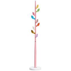 WZF Wrought Iron Coat Hanger Self-Supporting Coat Hanger for Tree of Color Coat Hanger with 9 Hooks for Entrance Corridor Bedroom Childs Bedroom Creative Clothes Hanger (Color: Pink)