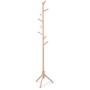 23H Wooden Coat Rack, 8 Hooks- Easy Assembly Stable Coat Tree with Triangular Bracket Base Adjustable Height Hat Hanger Holder Bedroom Living Room for Clothes,Purse,Scarves,Handbags,Umbrella