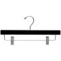 The Great American Hanger Company Black Velvet Pant Hanger w/Adjustable Cushion Clips, Boxes of 25 Flat Wood Bottom Hangers w/Chrome Swivel Hook for Jeans Slacks or Skirt