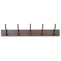 AmazonBasics Wall Mounted Coat Rack, 5 Standard Hooks, Set of 2, Walnut