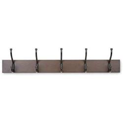 AmazonBasics Wall Mounted Coat Rack, 5 Standard Hooks, Set of 2, Walnut