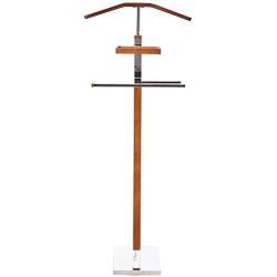 Alek...Shop Executive Suit Stand Valet Rack Hanger Clothes Organizer Men Coat Butler Style Chrome/Tabacco Modern Wood & Metal