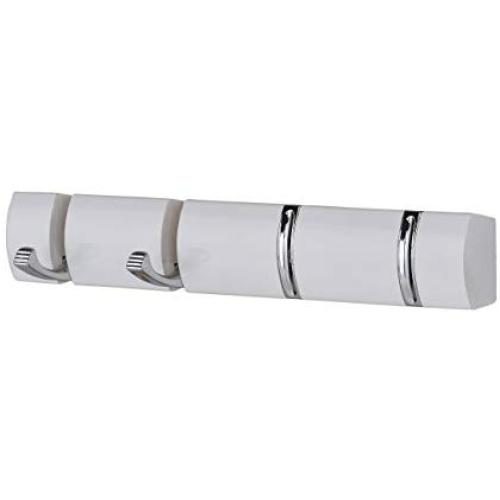 Kings Brand Wall Mounted 4 Folding Flip Hooks, Clothes Hanger Coat and Hat Rack, White