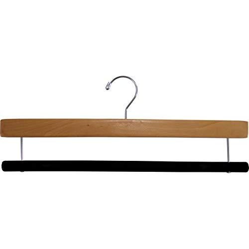 The Great American Hanger Company Natural Finished Wooden Pants Hanger with Flocked Velvet Bar, (Box of 25) 16 Inch Extra Long Big Wood Bottoms Hangers