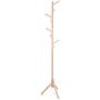 23H Wooden Coat Rack, 8 Hooks- Easy Assembly Stable Coat Tree with Triangular Bracket Base Adjustable Height Hat Hanger Holder Bedroom Living Room for Clothes,Purse,Scarves,Handbags,Umbrella