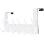 SKOLOO Over The Door Hook Hanger- 6 Hooks, Stainless Steel Door Hook, Over Door Rack for Hanging Coats Clothes Hats Robes, White