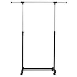 Cypress Shop Rolling Garment Rack Shelf Clothing Heavy Duty Hanging Rail Adjustable Collapsible Hanger Clothes Storage Organizer Trolley Holder Top Grade Stainless Steel Household Home Furniture