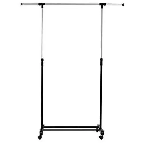 Cypress Shop Rolling Garment Rack Shelf Clothing Heavy Duty Hanging Rail Adjustable Collapsible Hanger Clothes Storage Organizer Trolley Holder Top Grade Stainless Steel Household Home Furniture