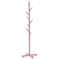 Barture Children’s Coat Rack Wooden Kids Coat Tree Stand Clothes Hat Rack Hangers for Childrens Bedrooms (Two Colors) (Color : Pink)