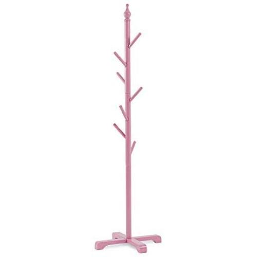 Barture Children’s Coat Rack Wooden Kids Coat Tree Stand Clothes Hat Rack Hangers for Childrens Bedrooms (Two Colors) (Color : Pink)