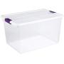 Sterilite 17571706 66 Quart/62 Liter ClearView Latch Box, Clear Lid & Base w/ Sweet Plum Latches, 6-Pack