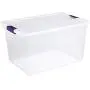 Sterilite 17571706 66 Quart/62 Liter ClearView Latch Box, Clear Lid & Base w/ Sweet Plum Latches, 6-Pack Sterilite 17571706 66 Quart/62 Liter ClearView Latch Box, Clear Lid & Base w/ Sweet Plum Latches, 6-Pack