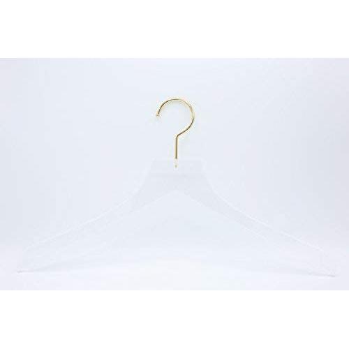 HIZHO Acrylic/Lucite Luxury Clothes Hangers - 360 Degree Swivel Golden Hook - Super Sturdy and Durable Acrylic Hangers - 6 Pack