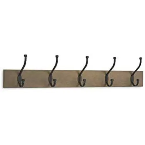 AmazonBasics Wall Mounted Standard Coat Rack, 5 Hooks, Set of 2, Barnwood AmazonBasics Wall Mounted Standard Coat Rack, 5 Hooks, Set of 2, Barnwood