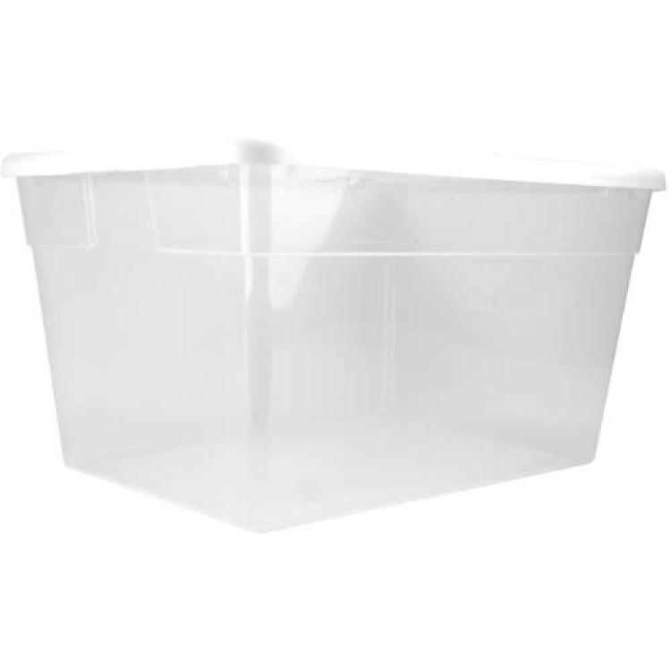 Sterilite 16448012 16 Quart/15 Liter Storage Box White Lid with Clear Base 12-Pack