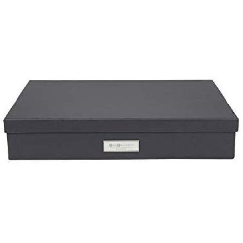 Bigso Sverker Fiberboard Legal/Art Storage Box, 3.3 x 17.1 x 12.2 in, Dark Grey