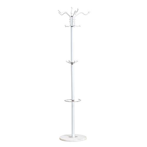 Xiaoli Coat Rack Iron Art Floor Standing Coat Racks Bedroom Clothes Hanger Living Room Clothing Hats Bags Hanging Storage Shelf Rack Coat Stand (Color : White)