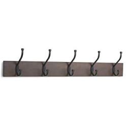 AmazonBasics Wall Mounted Standard Coat Rack, 5 Hooks, Set of 2, Espresso