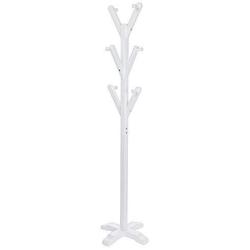 Shotbow Coat Rack Hat Stand Free Standing Display Rack, Solid Wood Hanger Bedroom Clothes Rack Hanging for Clothes Hats and Scarves, Elegant Design for Home or Office Hall and Entryway (White)