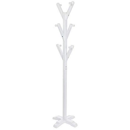 Shotbow Coat Rack Hat Stand Free Standing Display Rack, Solid Wood Hanger Bedroom Clothes Rack Hanging for Clothes Hats and Scarves, Elegant Design for Home or Office Hall and Entryway (White)