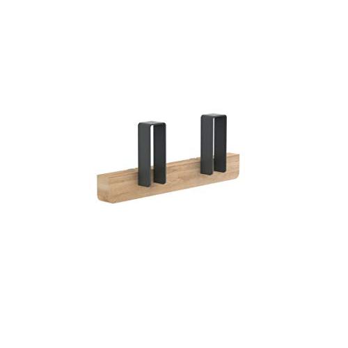 Designer Coat Rack, 4 Hooks Wall Mounted Hanger - Solid Premium Oak Wood, Unique Design by Universo Positivo, The Merlin Model (Traffic Grey, Small 11/2/4.3")