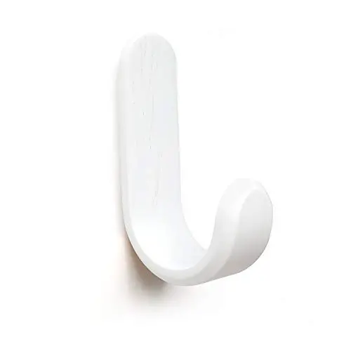 Curve Hook Wall Hook Wooden Coat Hook for Hallway Living Room Office Hanger Home Decor (White)