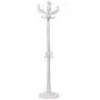 Angels home Simple White Coat Rack Floor Vertical Hanger Solid Wood Bedroom Clothes Rack Simple Modern Floor Hanger