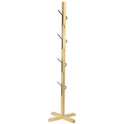 Cxjff Floor Standing Coat Rack Clothes Hat Stand Floor Standing Coat Rack Clothes Hat Tree Stand Hanger Creative Wood 4 Feet 4 Hooks, 45 45 168CM Hanger Modern (Color : Log Color)